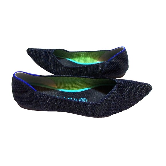 Rothy's Metallic Shoes The Point Flats Size 7 Black Blue Green Sparkle Women's - Picture 3 of 9